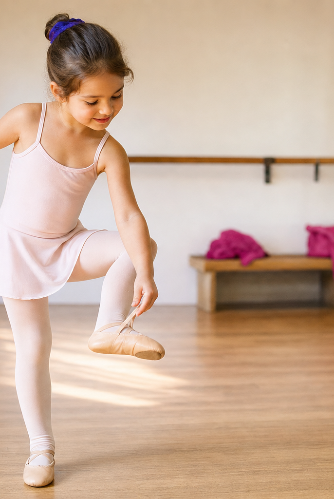 ballet shoes that stay on little feet during class
