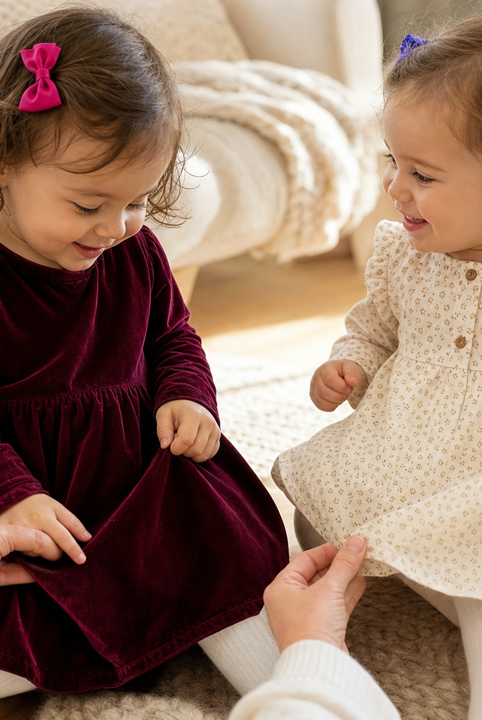 compare velvet vs cotton Christmas dresses for toddlers