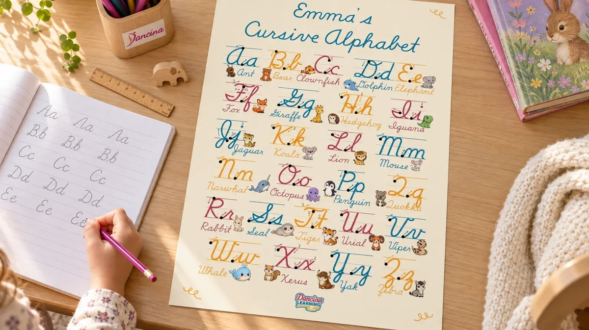 cursive alphabet poster