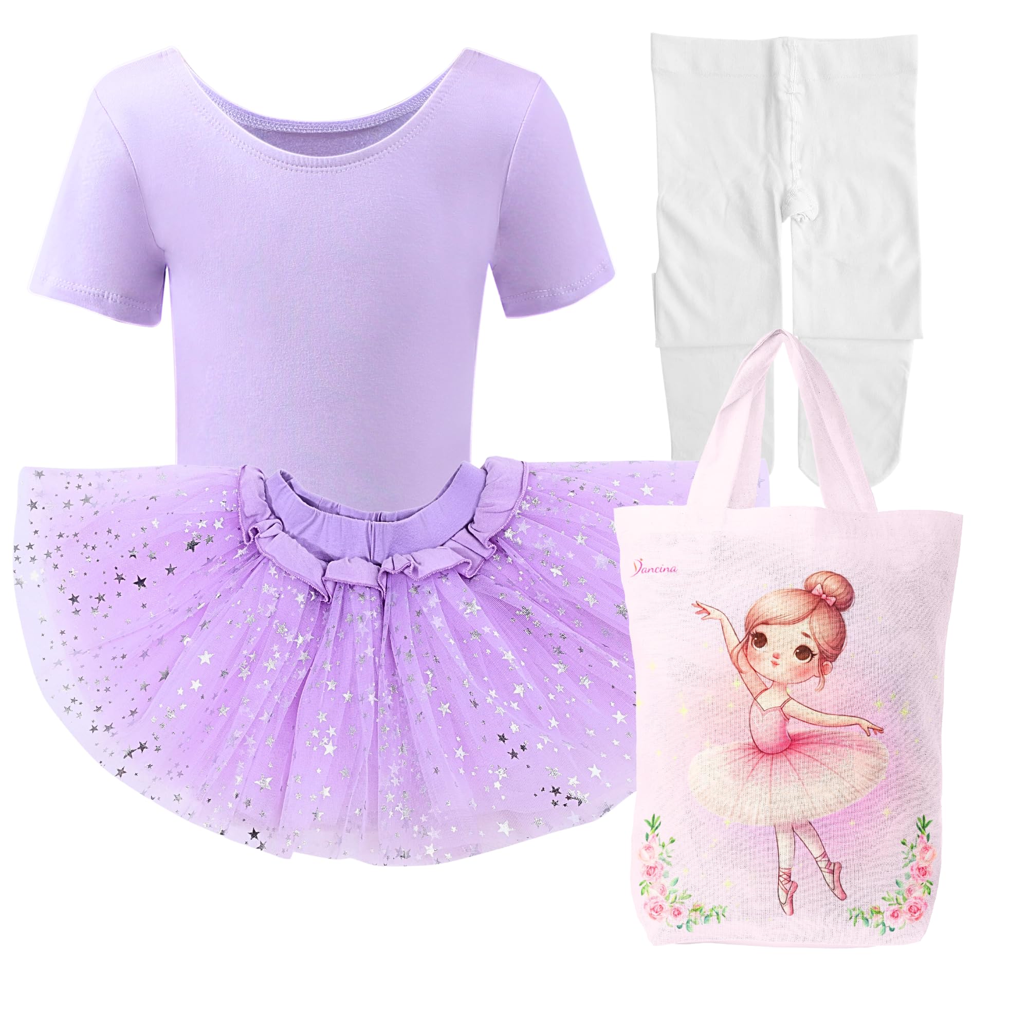 Lavender Purple Ballerina Outfit with Tutu and Tote Bag