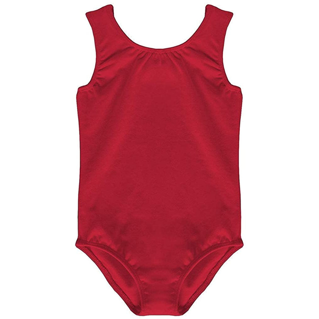 Dancina Leotard Tank Top Ballet Gymnastics Front Lined Comfy Cotton Ages 2-10 in Red