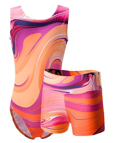 Gymnastics Set Leo and Shorts Orange Purple