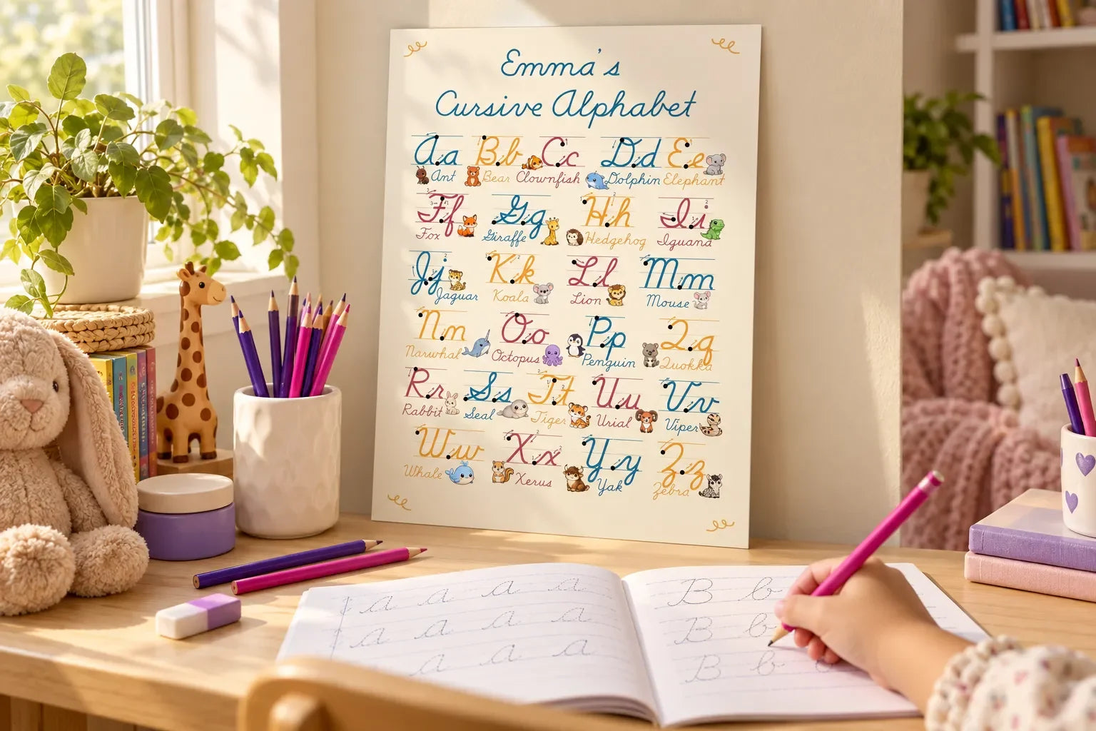 abc alphabet cursive chart & manuscript poster