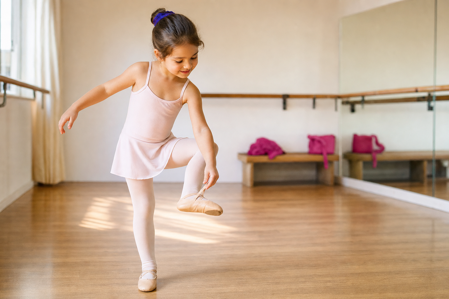 ballet shoes that stay on little feet during class