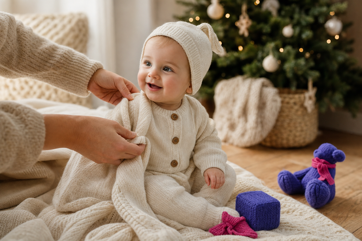 best Christmas outfit for a baby's first Christmas that is comfortable
