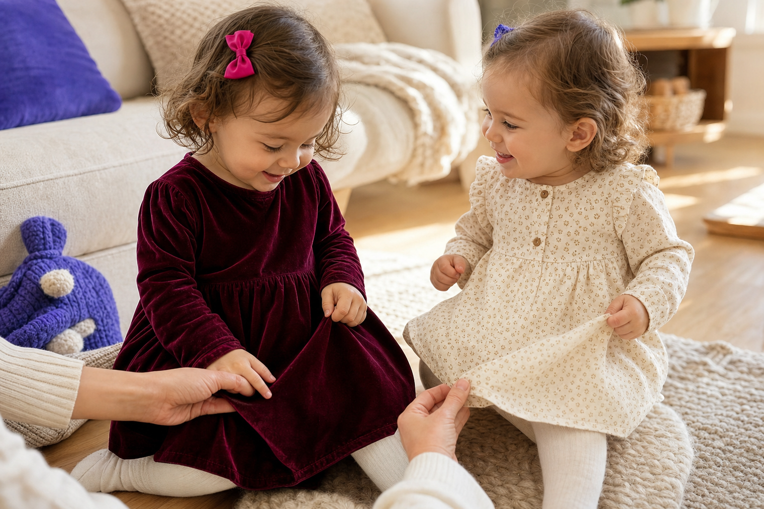 compare velvet vs cotton Christmas dresses for toddlers
