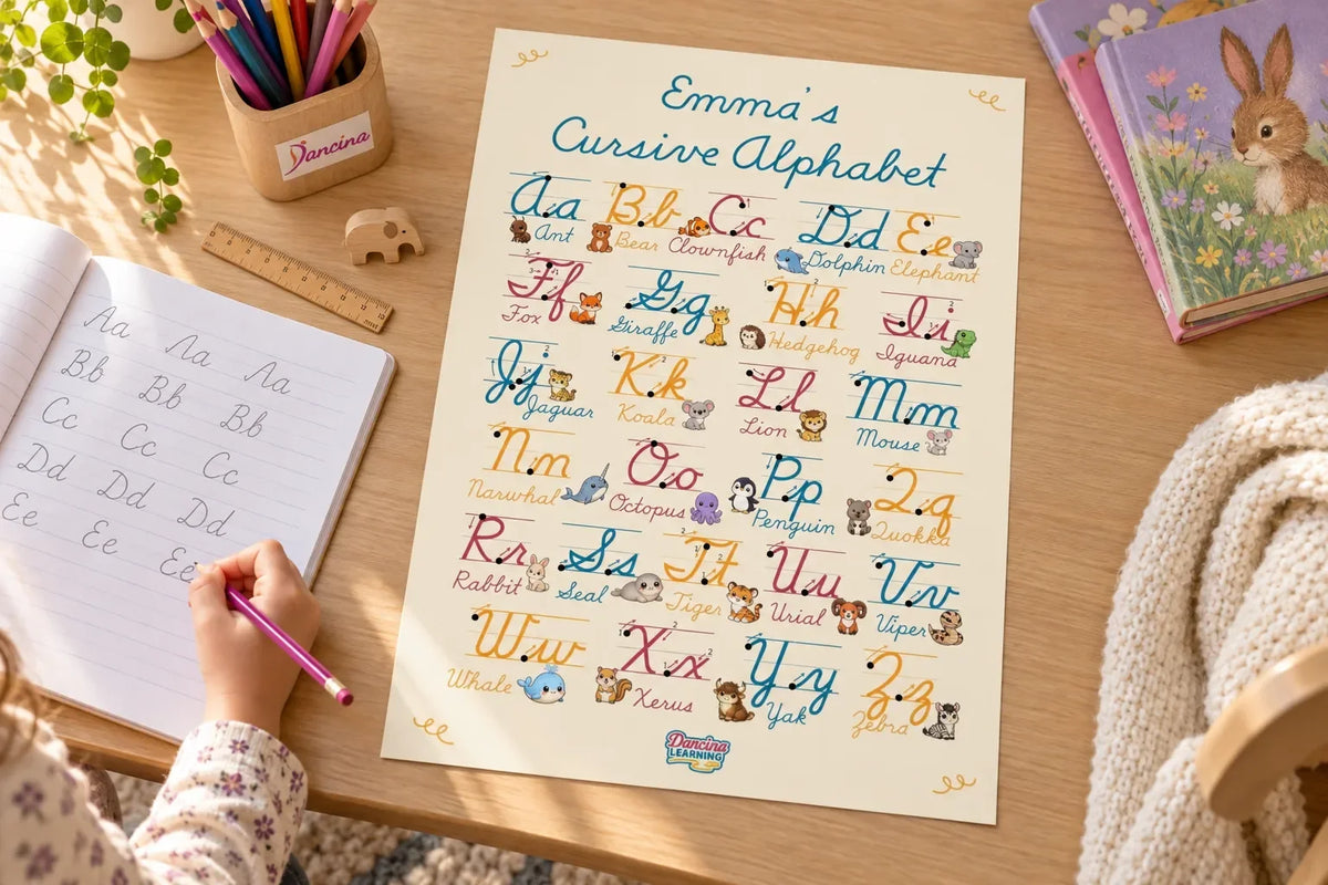 cursive alphabet poster