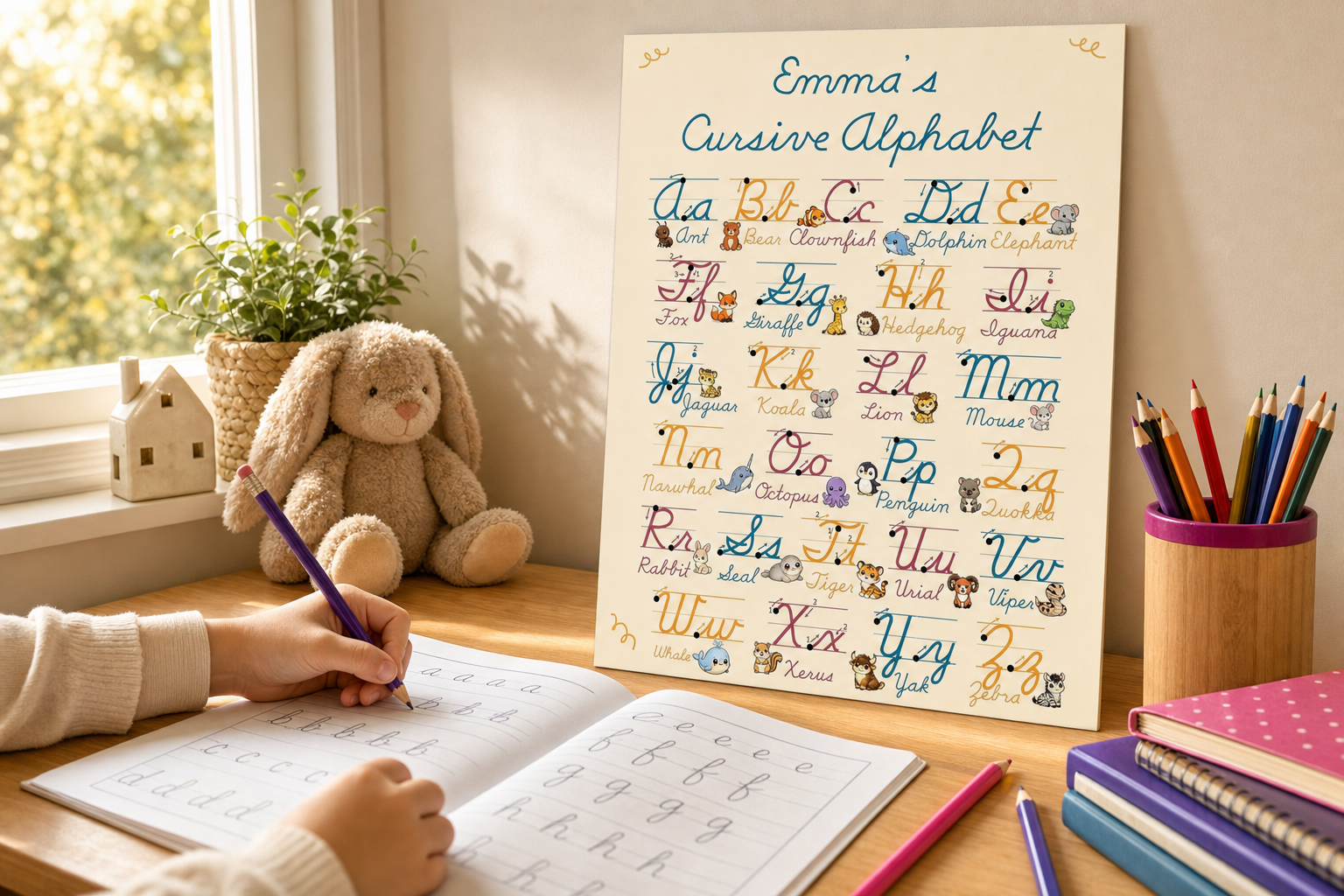 cursive alphabet poster printable
