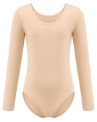 long sleeve girls leotard in beige