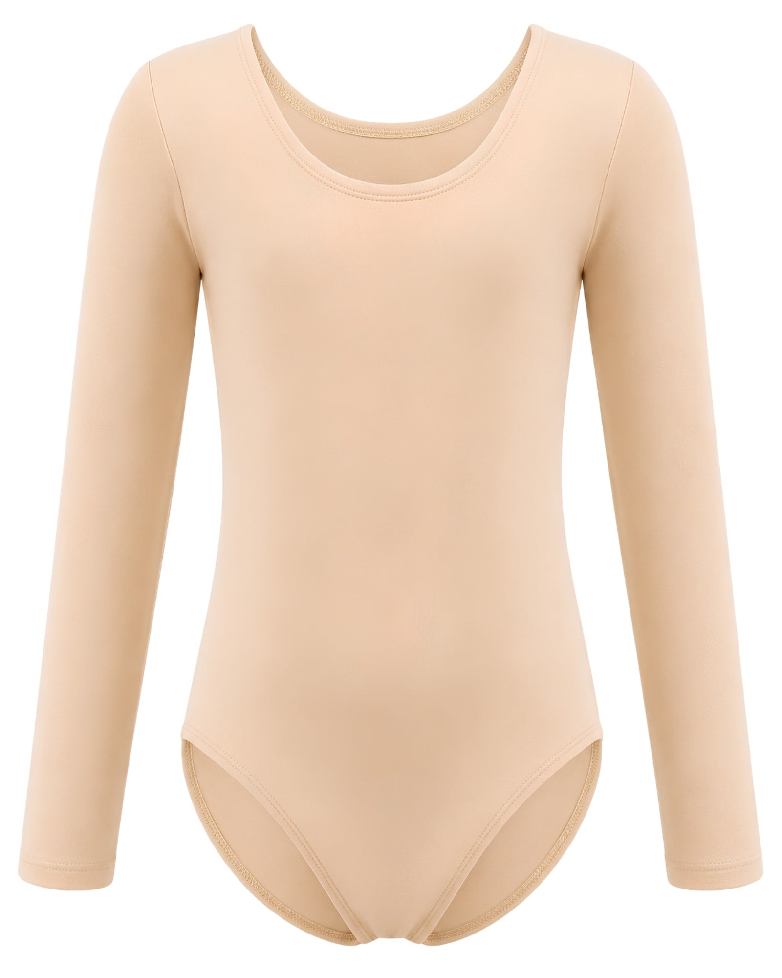 long sleeve girls leotard in beige