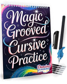 Magic Grooved Cursive Handwriting Workbook for Kids – Reusable cursive writing practice book with disappearing ink pen by Dancina Learning