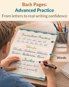 Learn Cursive for Kids Handwriting Practice with grooved letters and Magic Ink