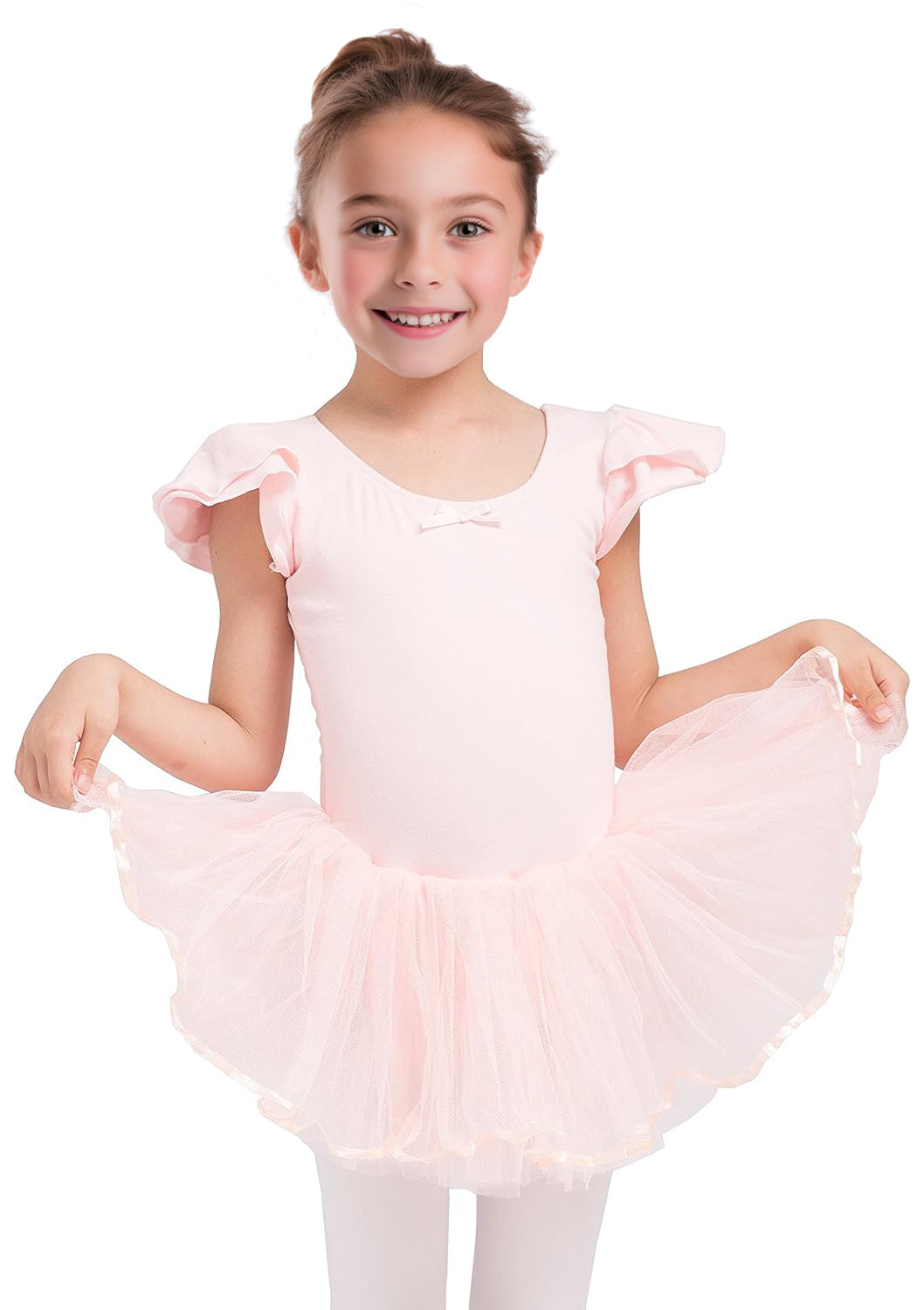 Dancina Ballet Leotard Girls Ruffle Sleeve Front Lined