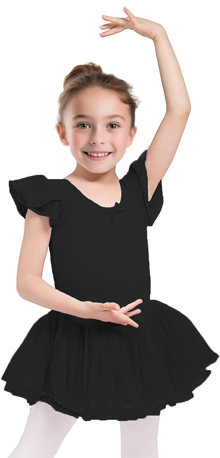 Dancina Ballet Leotard Girls Ruffle Sleeve Front Lined