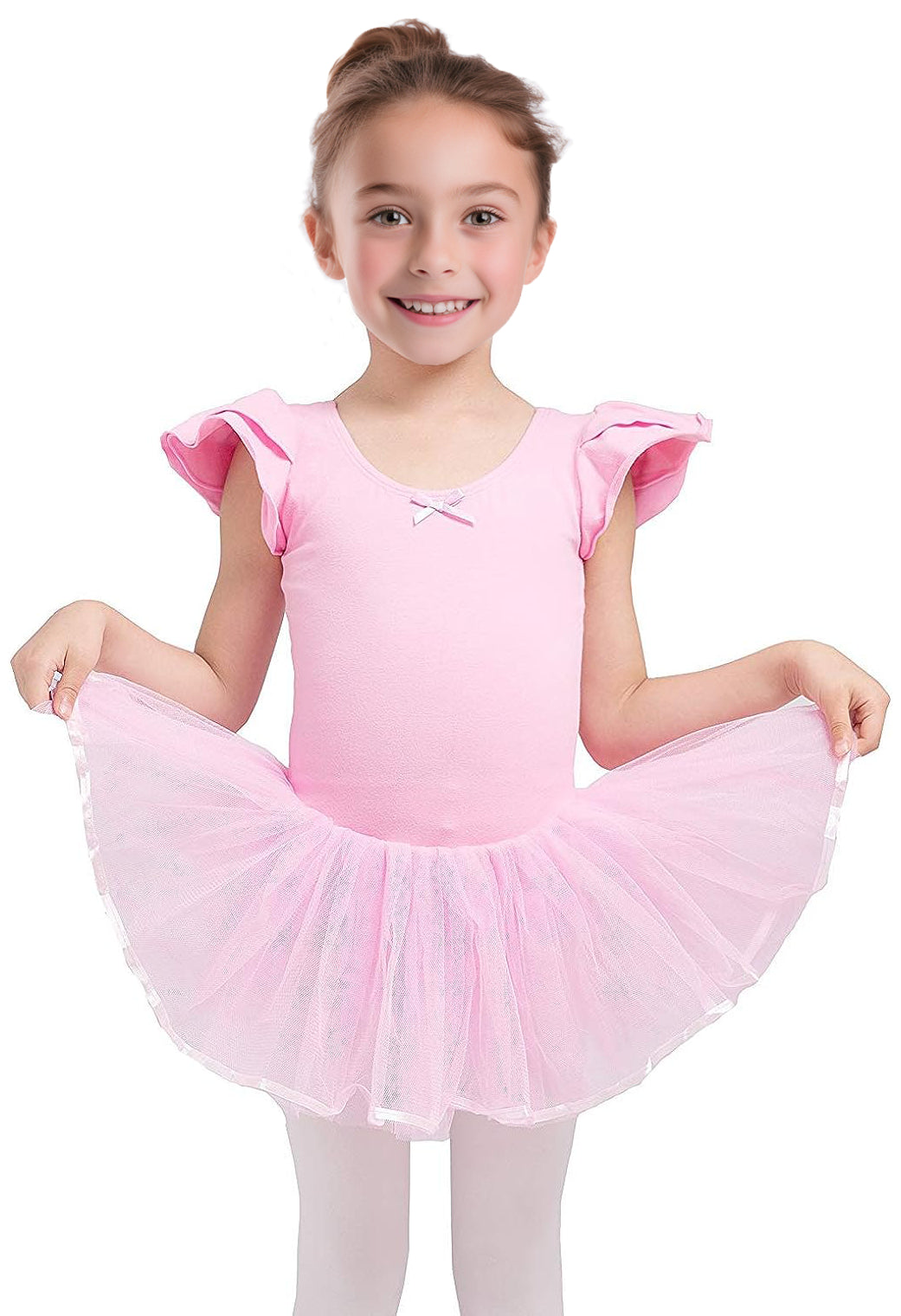 Dancina Ballet Leotard Girls Ruffle Sleeve Front Lined