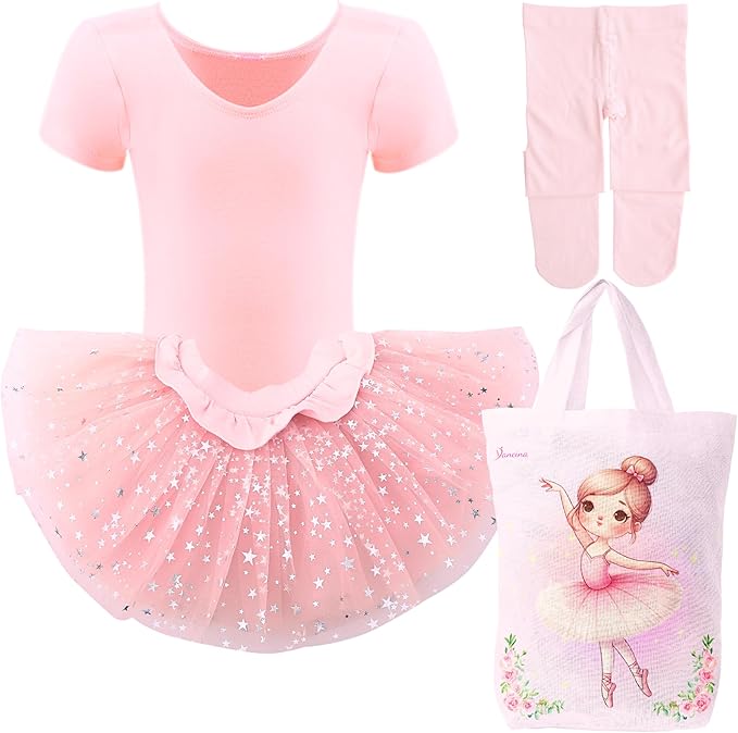 Pink Ballerina Outfit with Tutu and Tote Bag