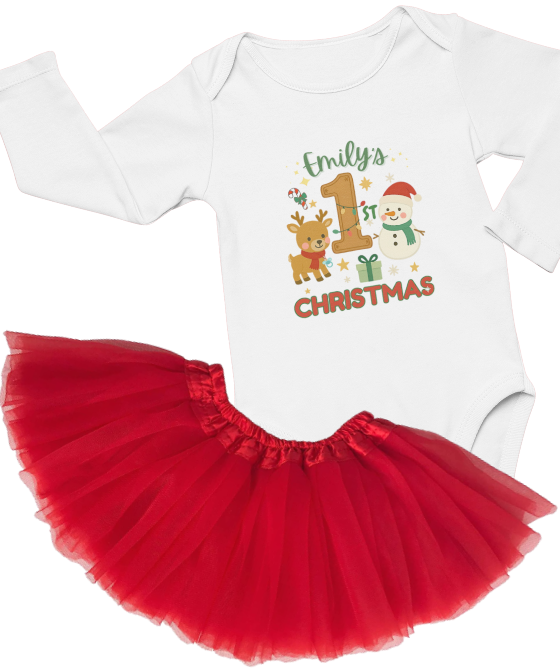 custom name baby onesie christmas outfit