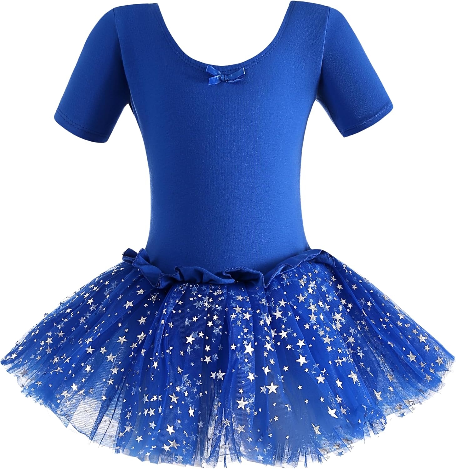 Royal Blue Glitter Tutu Dress for Girls – Ballet outfit with short sleeves and glitter tutu skirt